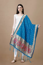 image, Minakari Floral Silk Blend Traditional Ethnic Banarasi Woven Patola Dupatta For WOMEN | DEVANGI