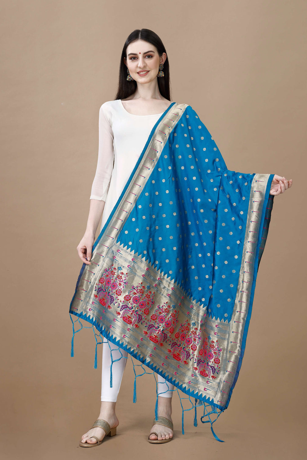 Minakari Floral Silk Blend Traditional Ethnic Banarasi Woven Patola Dupatta For WOMEN | DEVANGI