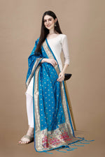 image, Minakari Floral Silk Blend Traditional Ethnic Banarasi Woven Patola Dupatta For WOMEN | DEVANGI