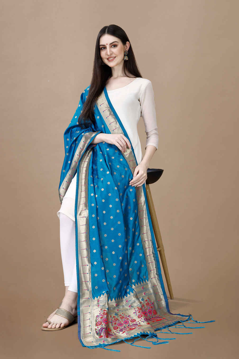 Minakari Floral Silk Blend Traditional Ethnic Banarasi Woven Patola Dupatta For WOMEN | DEVANGI