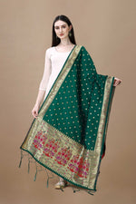 image, Paithani Floral Silk Blend Traditional Ethnic Banarasi Woven Patola Dupatta For WOMEN | DEVANGI