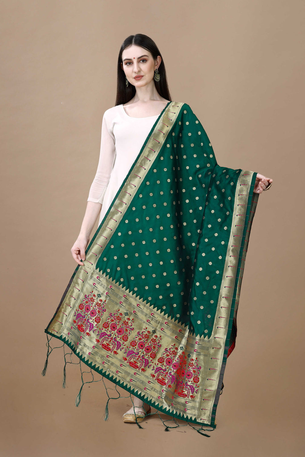 Paithani Floral Silk Blend Traditional Ethnic Banarasi Woven Patola Dupatta For WOMEN | DEVANGI