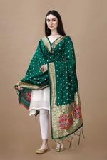 image, Paithani Floral Silk Blend Traditional Ethnic Banarasi Woven Patola Dupatta For WOMEN | DEVANGI