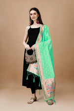 image, Minakari Floral Silk Blend Traditional Ethnic Banarasi Woven Patola Dupatta For WOMEN | DEVANGI