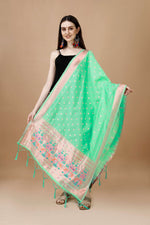 image, Minakari Floral Silk Blend Traditional Ethnic Banarasi Woven Patola Dupatta For WOMEN | DEVANGI