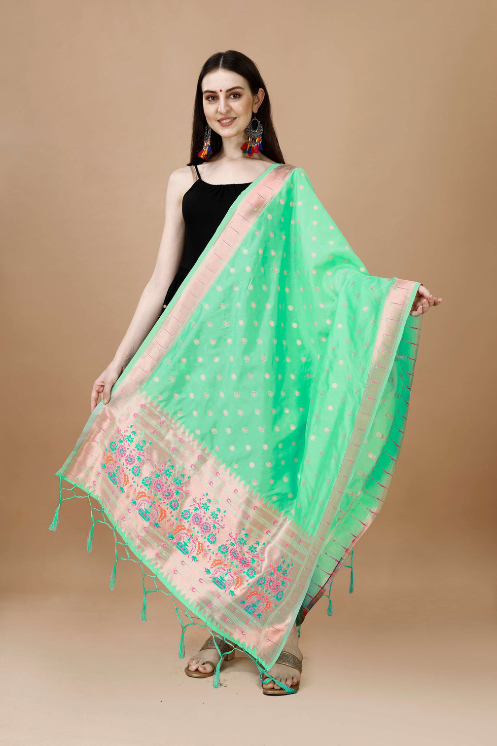 Minakari Floral Silk Blend Traditional Ethnic Banarasi Woven Patola Dupatta For WOMEN | DEVANGI