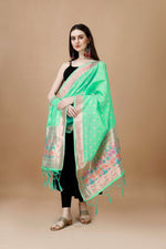 image, Minakari Floral Silk Blend Traditional Ethnic Banarasi Woven Patola Dupatta For WOMEN | DEVANGI