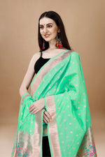 image, Minakari Floral Silk Blend Traditional Ethnic Banarasi Woven Patola Dupatta For WOMEN | DEVANGI