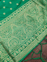 image, Green Floral Banarasi Silk Blend Traditional Ethnic Woven Patola Dupatta For WOMEN | DEVANGI