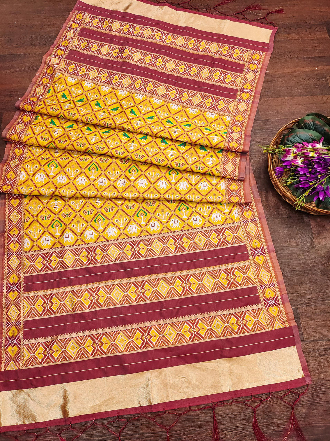 Floral Multi Color Silk Blend Traditional Ethnic Banarasi Woven Patola Dupatta For WOMEN | DEVANGI
