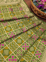 image, Minakari Silk Blend Traditional Ethnic Banarasi Woven Patola Dupatta For WOMEN | DEVANGI