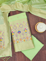 image, Silk Banarasi Patola woven Unstitched Salwar Suit Dress Material With Dupatta | DEVANGI