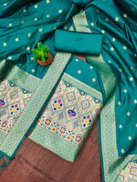 image, Silk Banarasi Patola woven Unstitched Salwar Suit Dress Material With Dupatta | DEVANGI