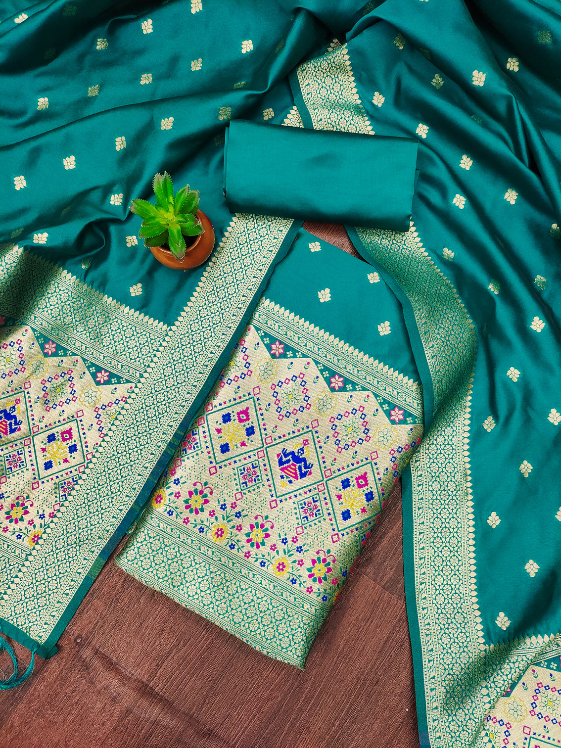 Silk Banarasi Patola woven Unstitched Salwar Suit Dress Material With Dupatta | DEVANGI