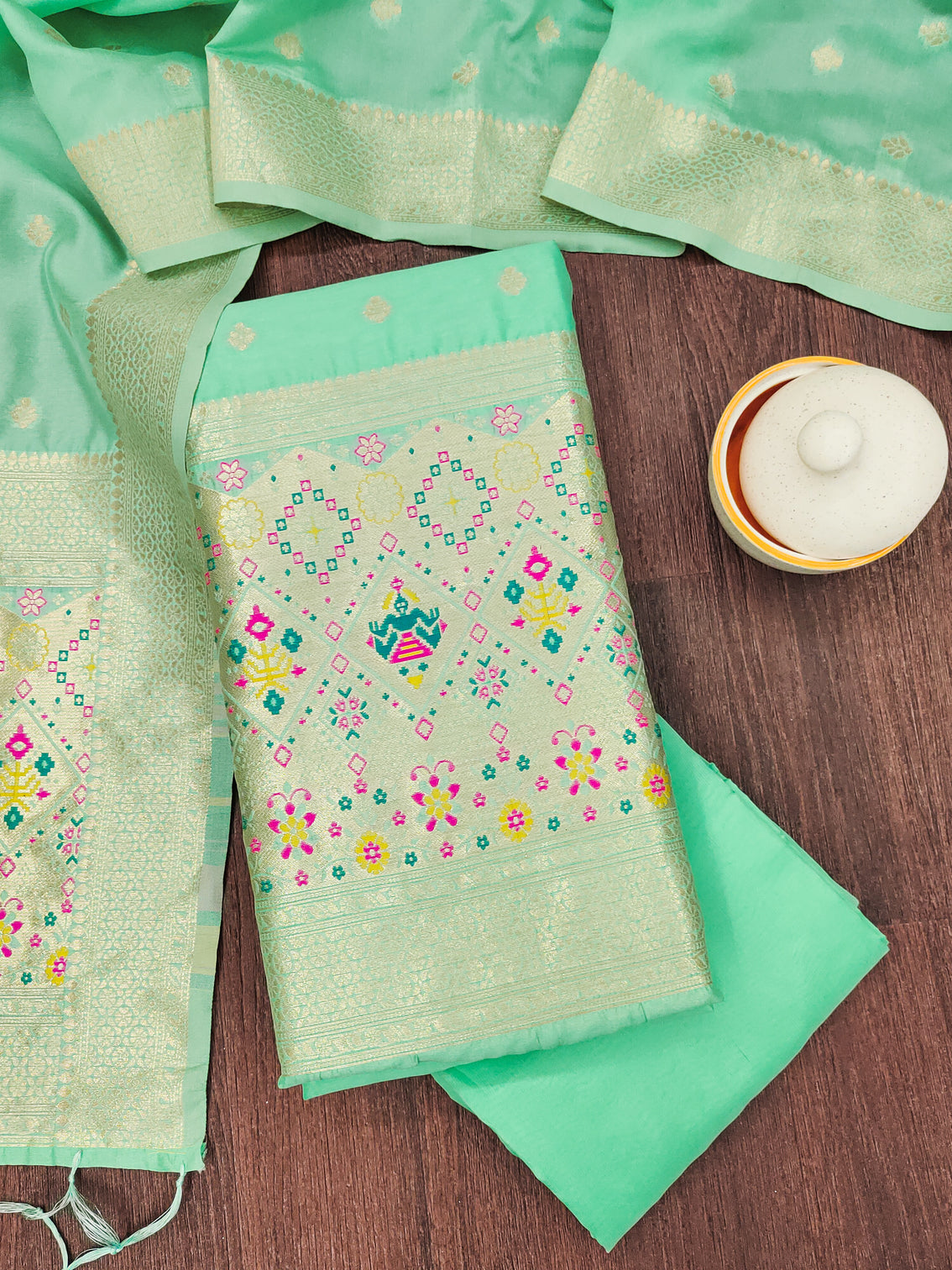 Silk Banarasi Patola woven Unstitched Salwar Suit Dress Material With Dupatta | DEVANGI