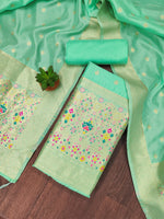 image, Silk Banarasi Patola woven Unstitched Salwar Suit Dress Material With Dupatta | DEVANGI