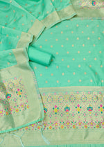 image, Silk Banarasi Patola woven Unstitched Salwar Suit Dress Material With Dupatta | DEVANGI