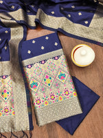 image, Silk Banarasi Patola woven Unstitched Salwar Suit Dress Material With Dupatta | DEVANGI