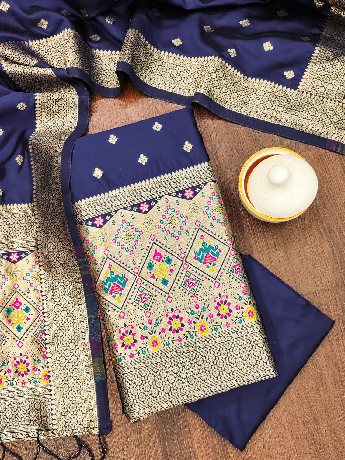 Silk Banarasi Patola woven Unstitched Salwar Suit Dress Material With Dupatta | DEVANGI