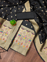 image, Silk Banarasi Patola woven Unstitched Salwar Suit Dress Material With Dupatta | DEVANGI