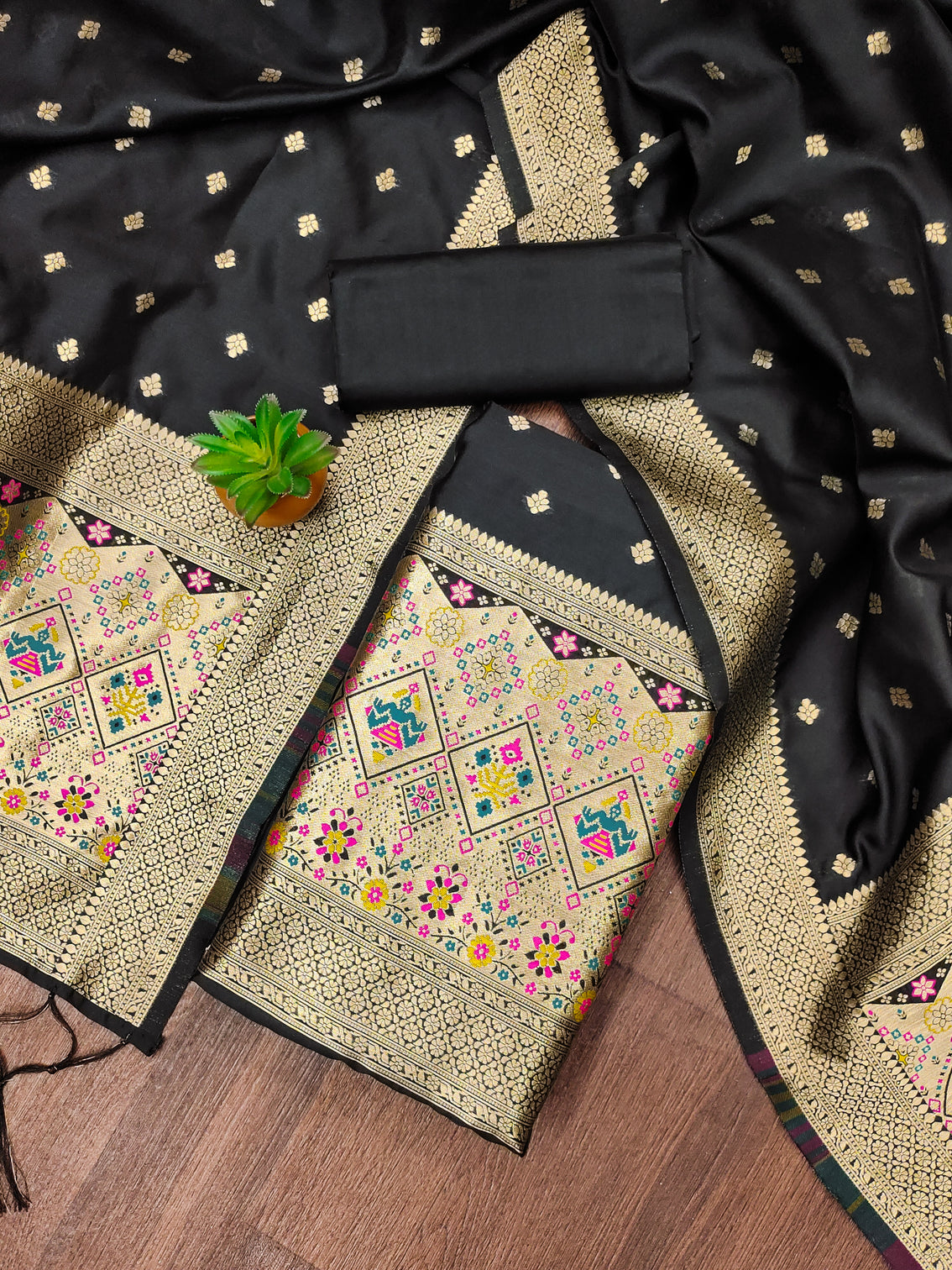 Silk Banarasi Patola woven Unstitched Salwar Suit Dress Material With Dupatta | DEVANGI