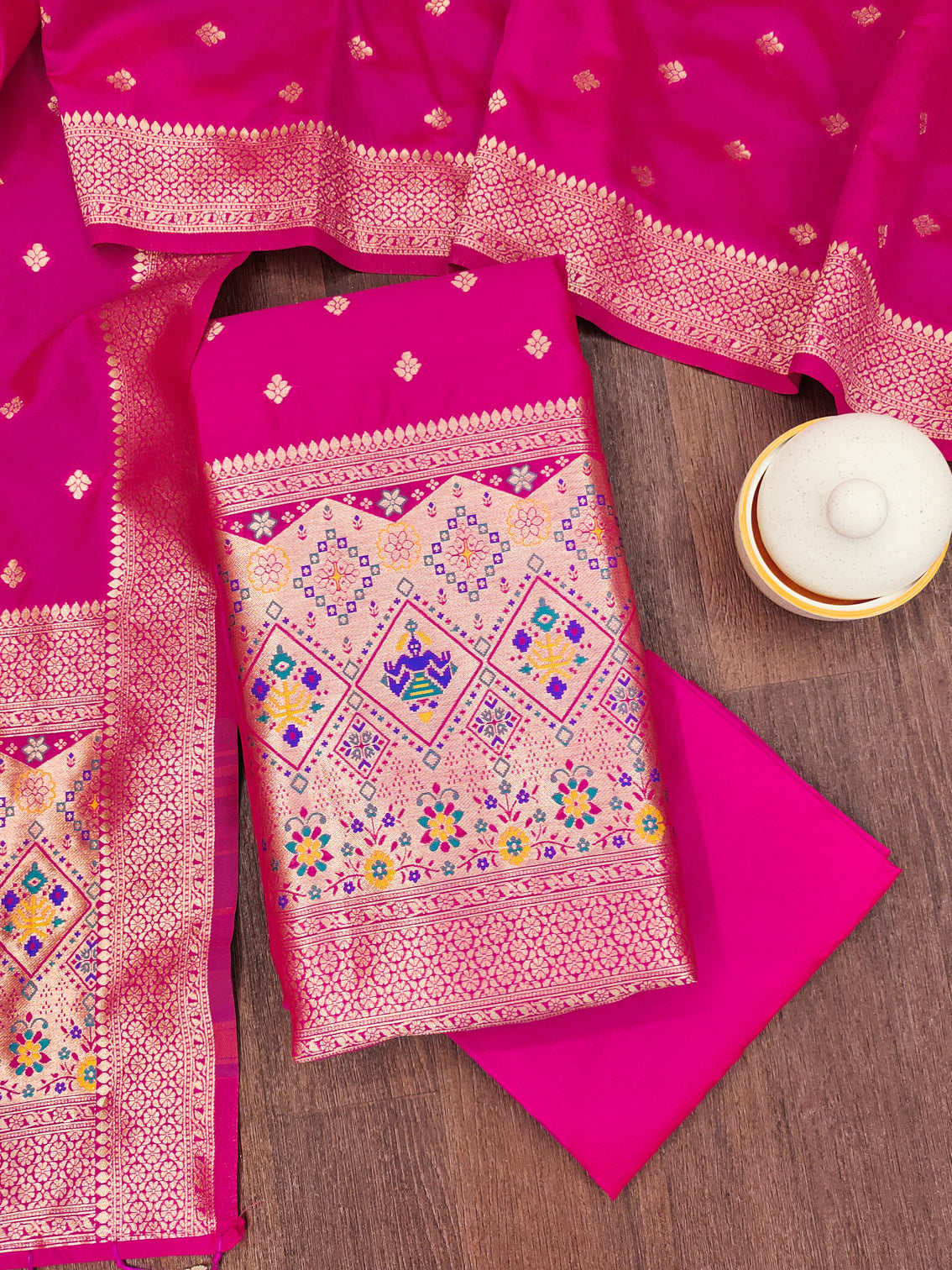 Silk Banarasi Patola woven Unstitched Salwar Suit Dress Material With Dupatta | DEVANGI