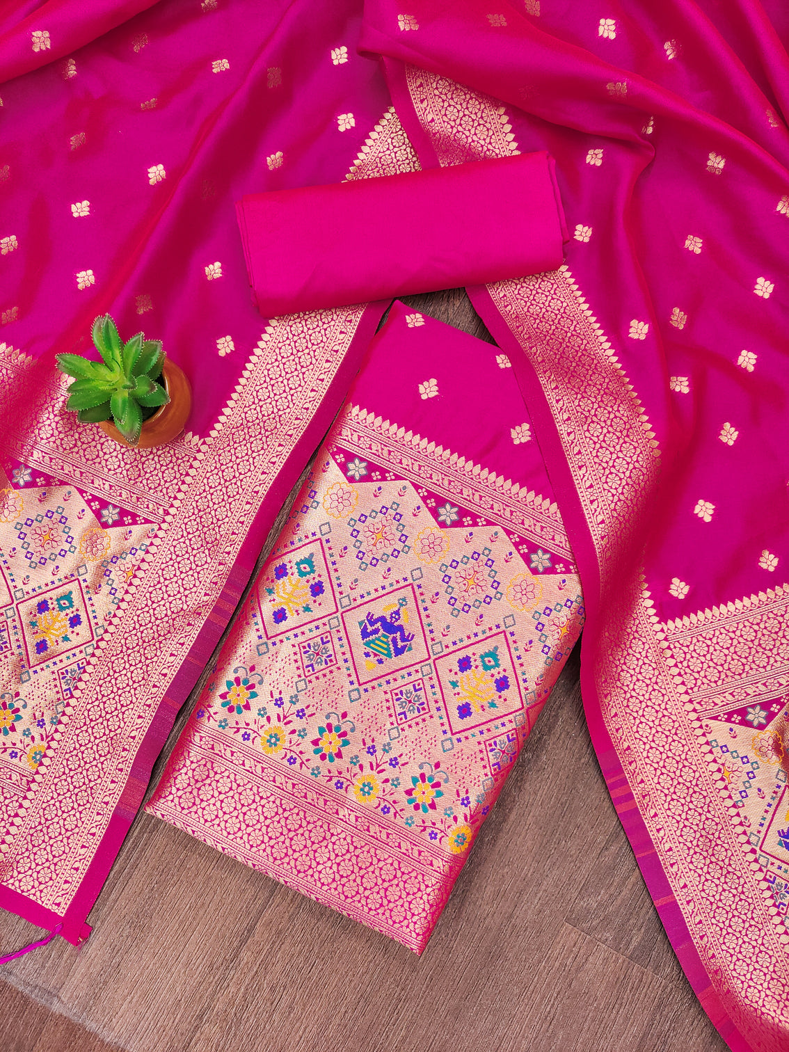 Silk Banarasi Patola woven Unstitched Salwar Suit Dress Material With Dupatta | DEVANGI