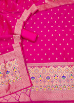 image, Silk Banarasi Patola woven Unstitched Salwar Suit Dress Material With Dupatta | DEVANGI