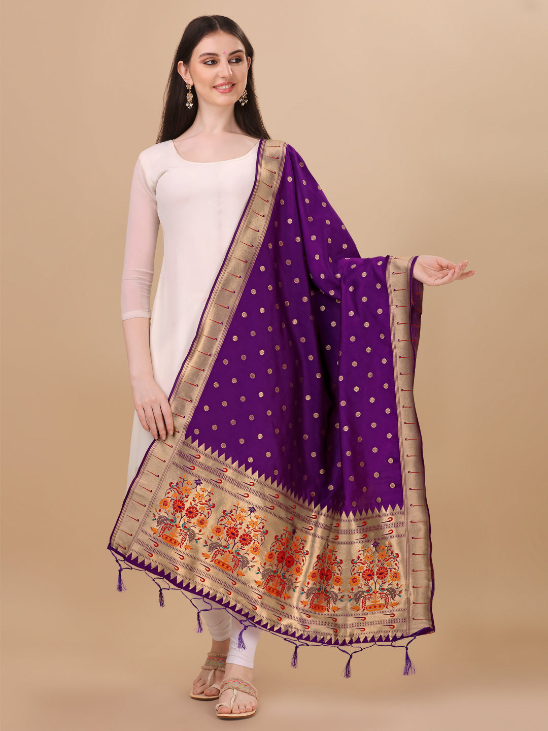 Minakari Floral Silk Blend Traditional Ethnic Banarasi Woven Patola Dupatta For WOMEN | DEVANGI