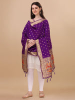 image, Minakari Floral Silk Blend Traditional Ethnic Banarasi Woven Patola Dupatta For WOMEN | DEVANGI
