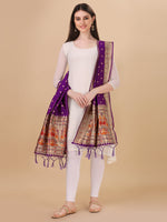 image, Minakari Floral Silk Blend Traditional Ethnic Banarasi Woven Patola Dupatta For WOMEN | DEVANGI
