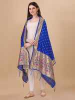 image, Minakari Floral Silk Blend Traditional Ethnic Banarasi Woven Patola Dupatta For WOMEN | DEVANGI