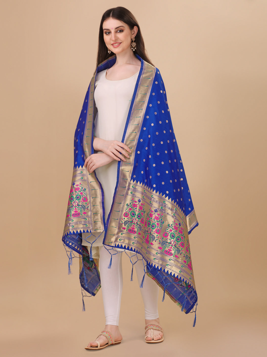 Minakari Floral Silk Blend Traditional Ethnic Banarasi Woven Patola Dupatta For WOMEN | DEVANGI