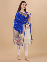 image, Minakari Floral Silk Blend Traditional Ethnic Banarasi Woven Patola Dupatta For WOMEN | DEVANGI
