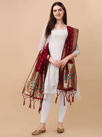 image, Minakari Floral Silk Blend Traditional Ethnic Banarasi Woven Patola Dupatta For WOMEN | DEVANGI