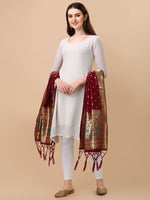 image, Minakari Floral Silk Blend Traditional Ethnic Banarasi Woven Patola Dupatta For WOMEN | DEVANGI
