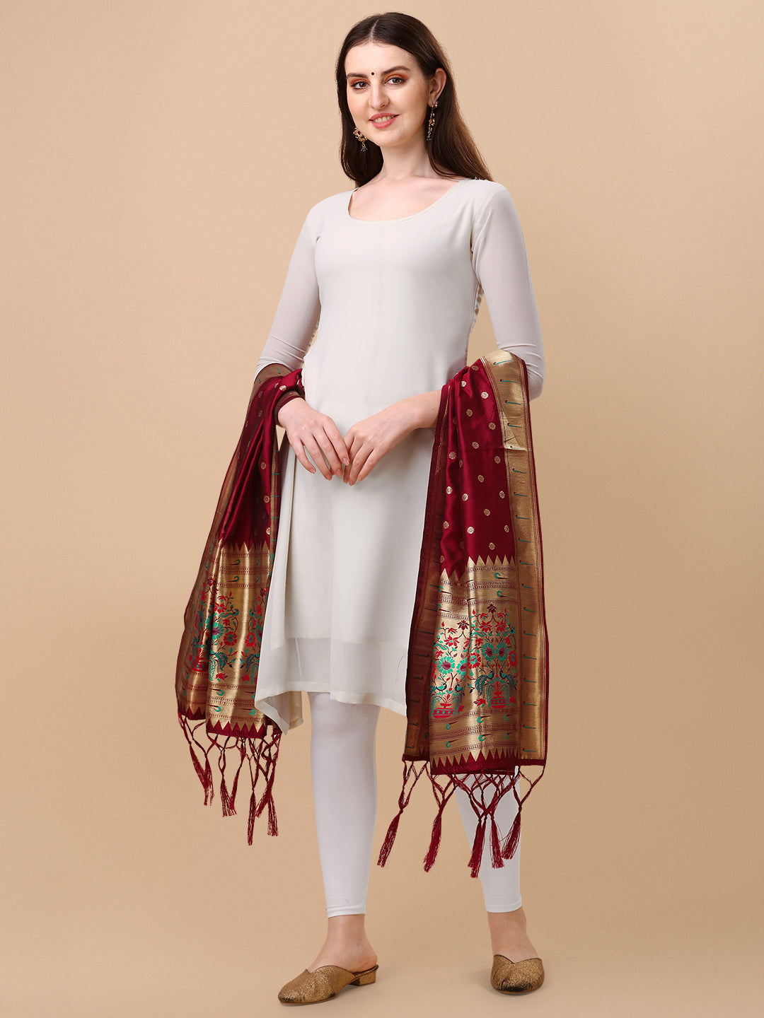 Minakari Floral Silk Blend Traditional Ethnic Banarasi Woven Patola Dupatta For WOMEN | DEVANGI