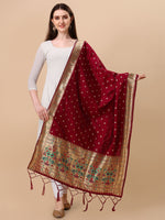 image, Minakari Floral Silk Blend Traditional Ethnic Banarasi Woven Patola Dupatta For WOMEN | DEVANGI