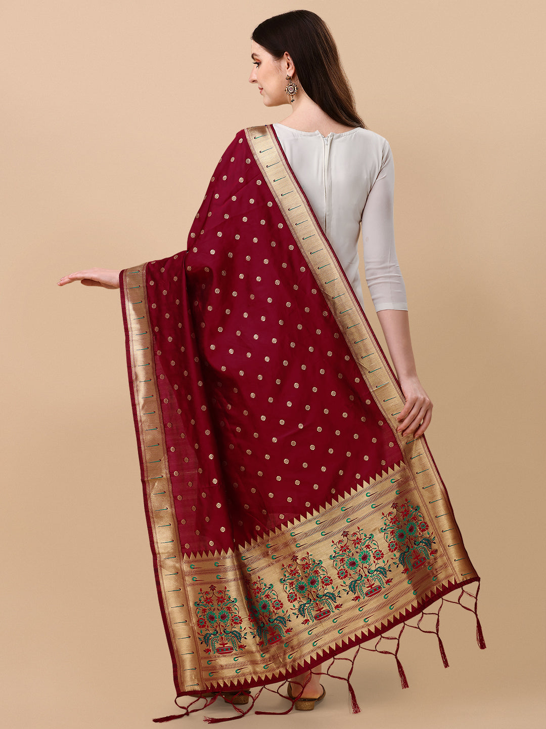 Minakari Floral Silk Blend Traditional Ethnic Banarasi Woven Patola Dupatta For WOMEN | DEVANGI