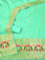 image, Silk Banarasi Patola woven Unstitched Salwar Suit Dress Material With Dupatta | DEVANGI
