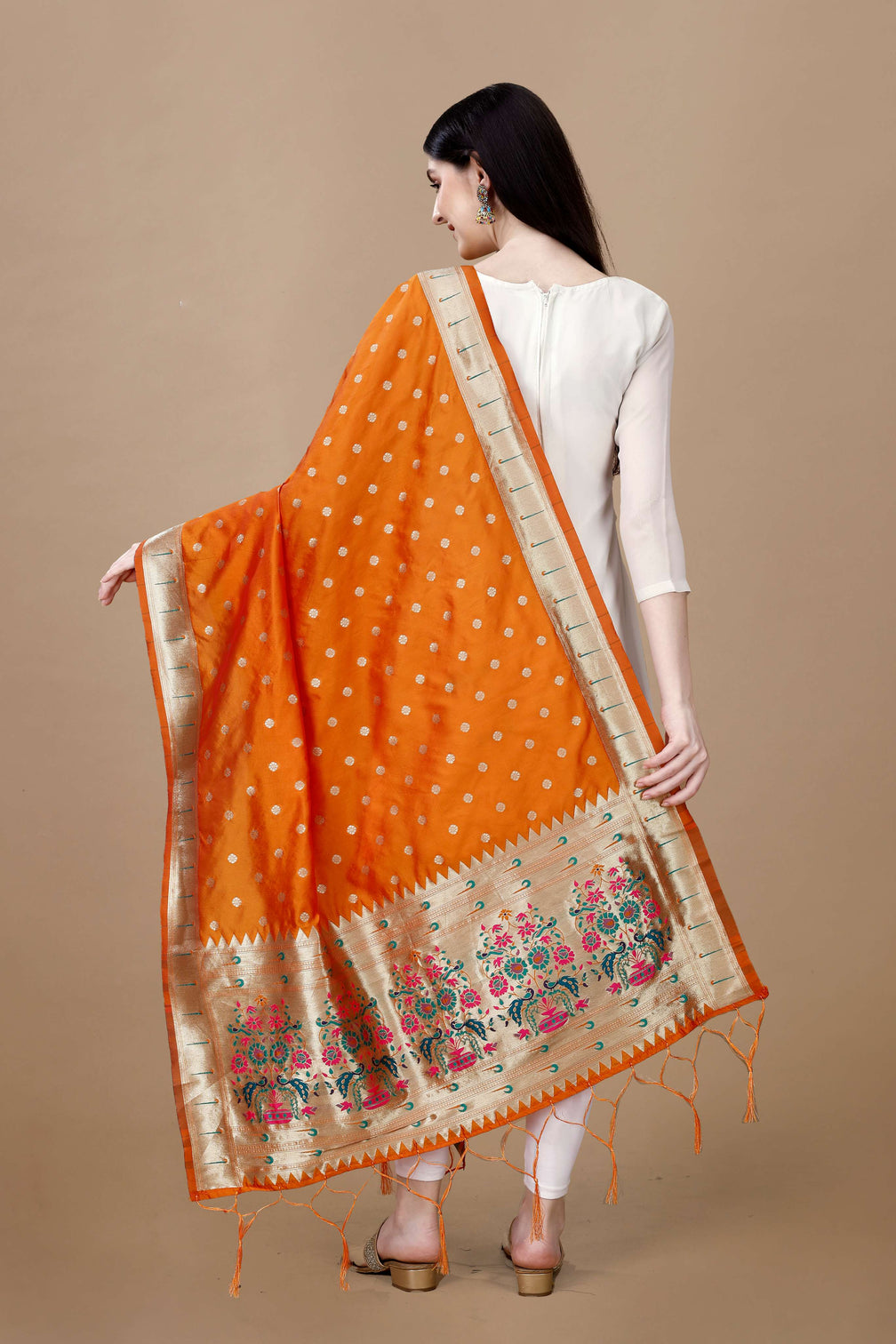 Minakari Floral Silk Blend Traditional Ethnic Banarasi Woven Patola Dupatta For WOMEN | DEVANGI