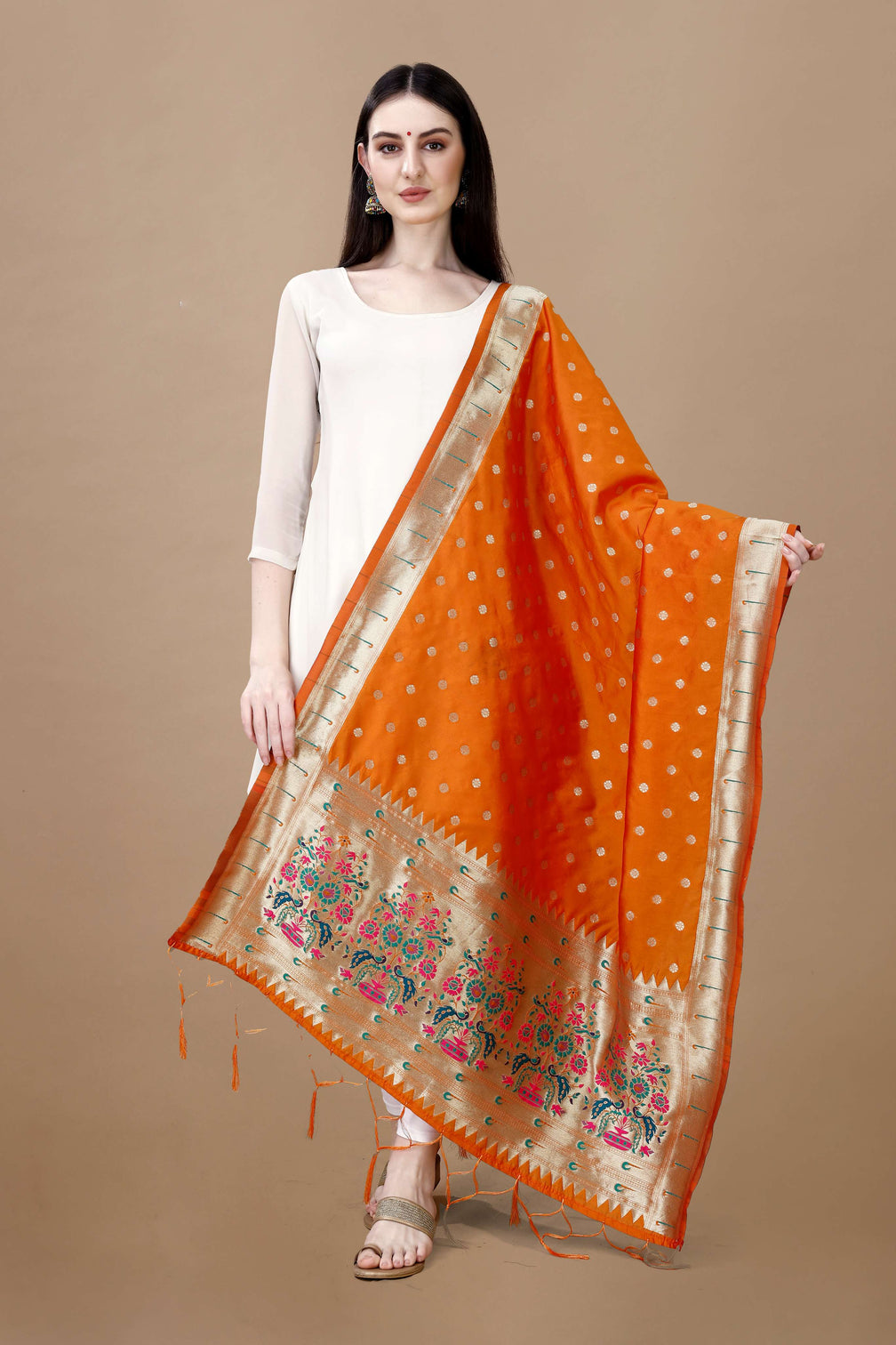 Minakari Floral Silk Blend Traditional Ethnic Banarasi Woven Patola Dupatta For WOMEN | DEVANGI