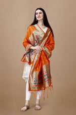 image, Minakari Floral Silk Blend Traditional Ethnic Banarasi Woven Patola Dupatta For WOMEN | DEVANGI
