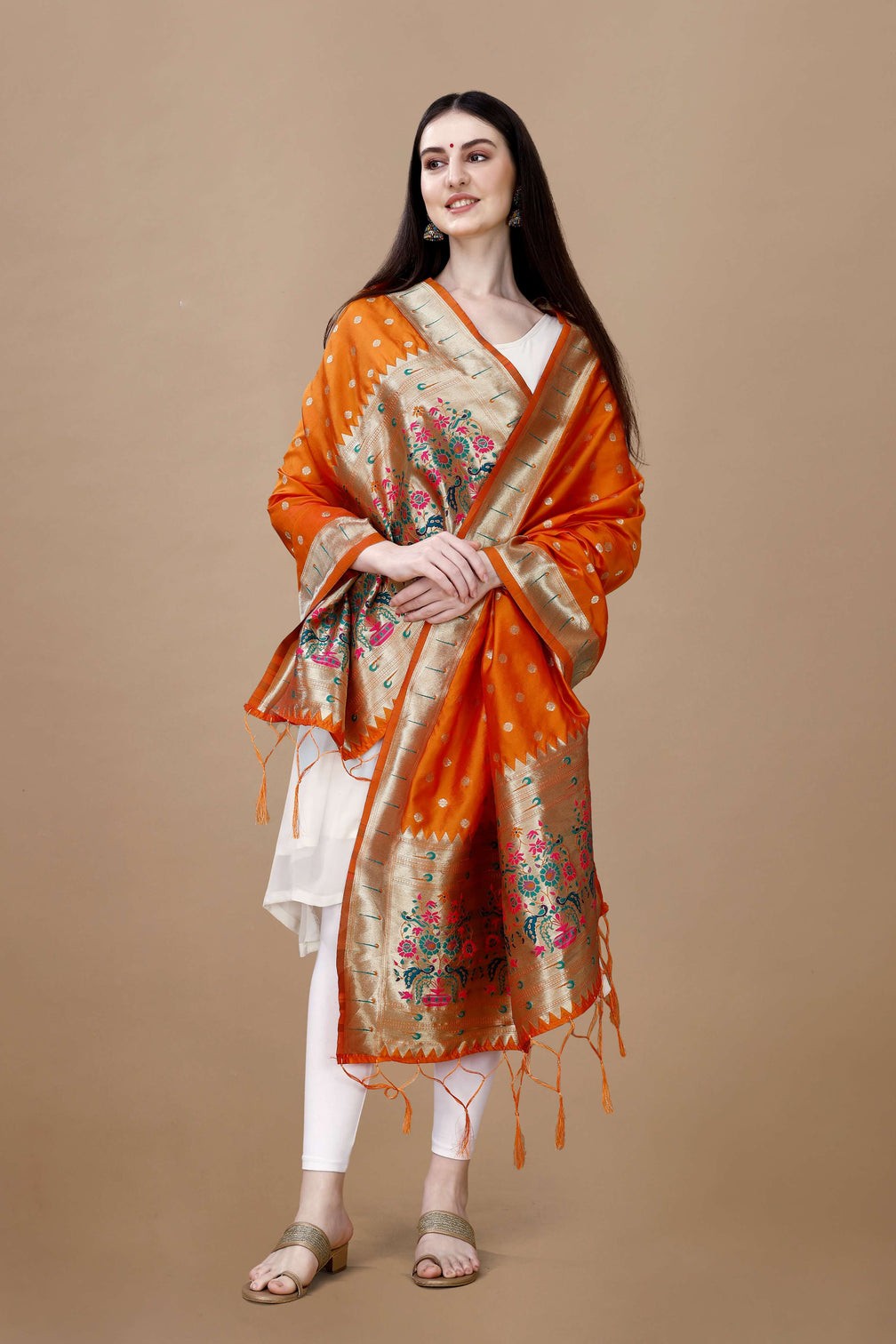 Minakari Floral Silk Blend Traditional Ethnic Banarasi Woven Patola Dupatta For WOMEN | DEVANGI
