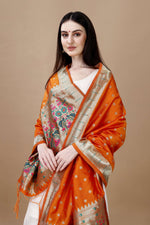 image, Minakari Floral Silk Blend Traditional Ethnic Banarasi Woven Patola Dupatta For WOMEN | DEVANGI
