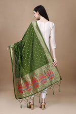 image, Minakari Floral Silk Blend Traditional Ethnic Banarasi Woven Patola Dupatta For WOMEN | DEVANGI
