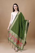 image, Minakari Floral Silk Blend Traditional Ethnic Banarasi Woven Patola Dupatta For WOMEN | DEVANGI
