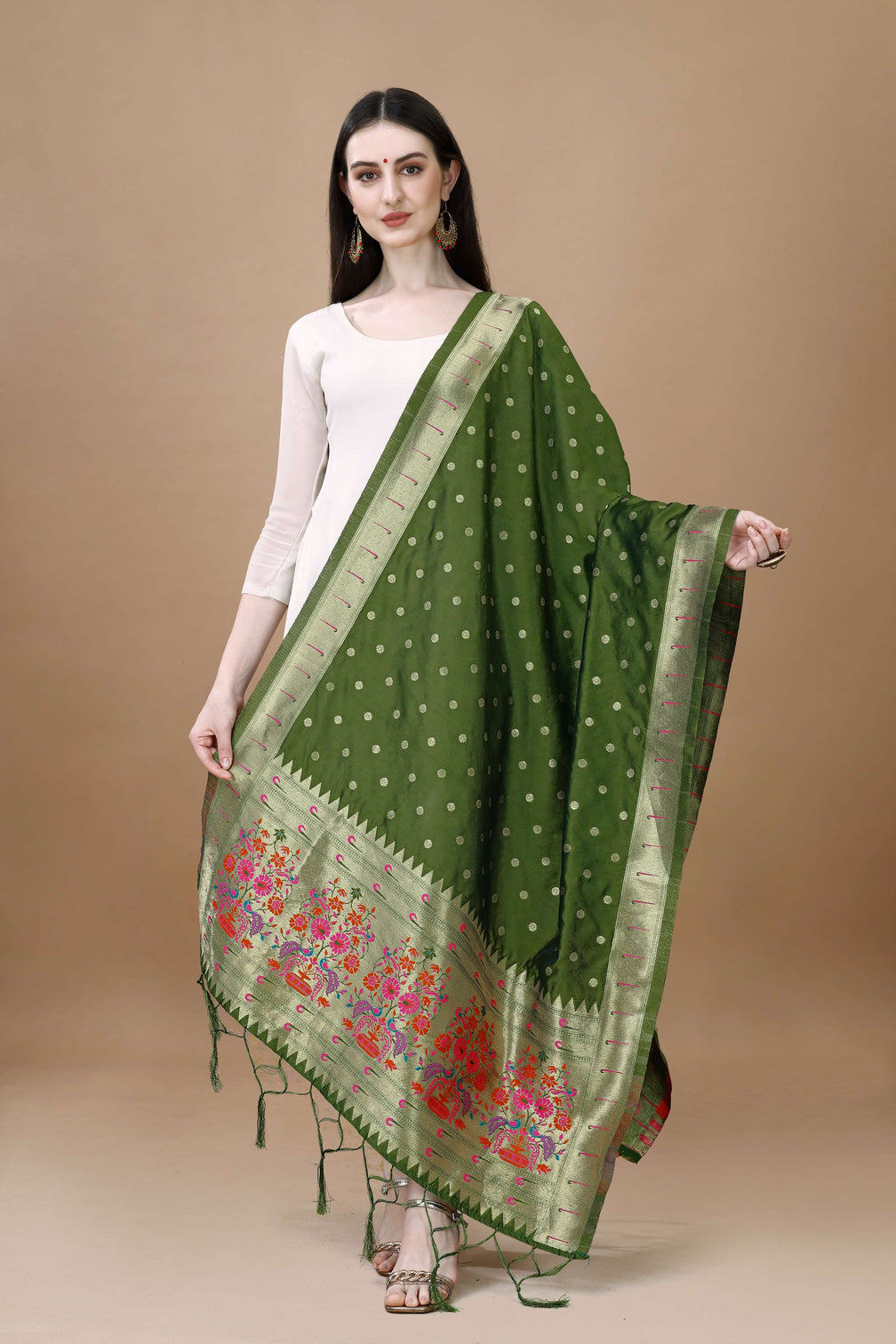 Minakari Floral Silk Blend Traditional Ethnic Banarasi Woven Patola Dupatta For WOMEN | DEVANGI