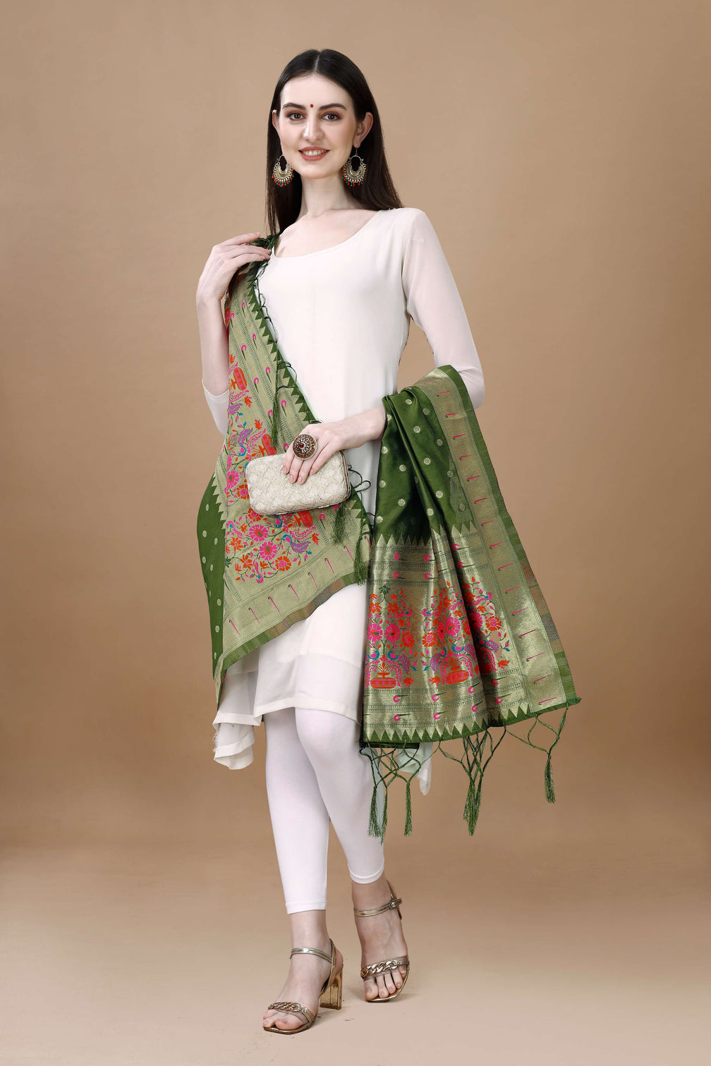 Minakari Floral Silk Blend Traditional Ethnic Banarasi Woven Patola Dupatta For WOMEN | DEVANGI