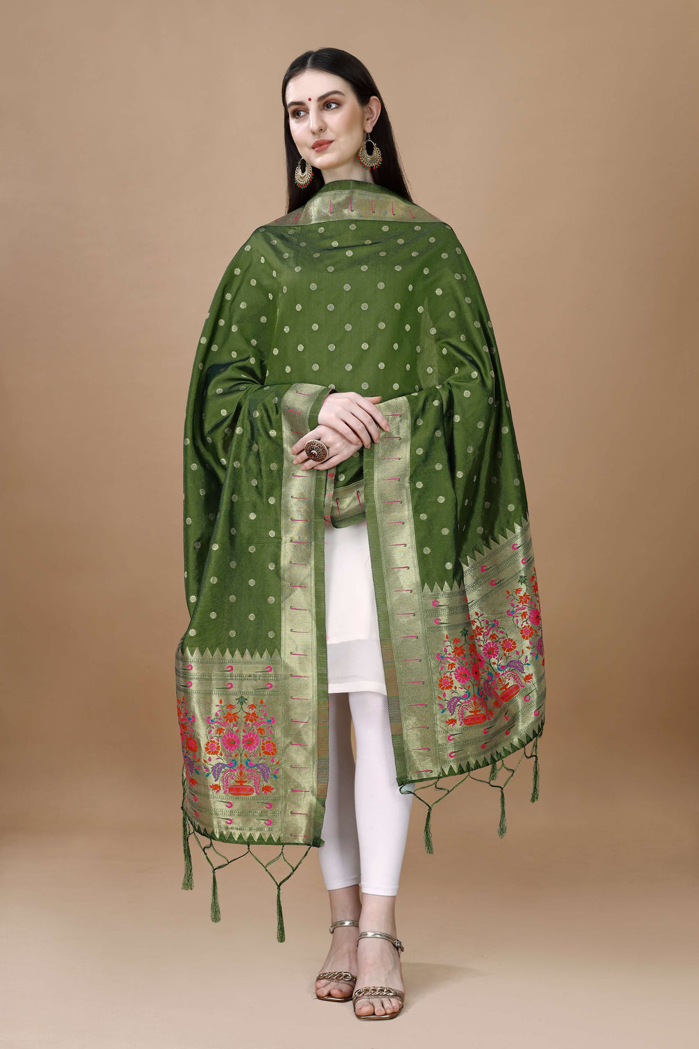 Minakari Floral Silk Blend Traditional Ethnic Banarasi Woven Patola Dupatta For WOMEN | DEVANGI